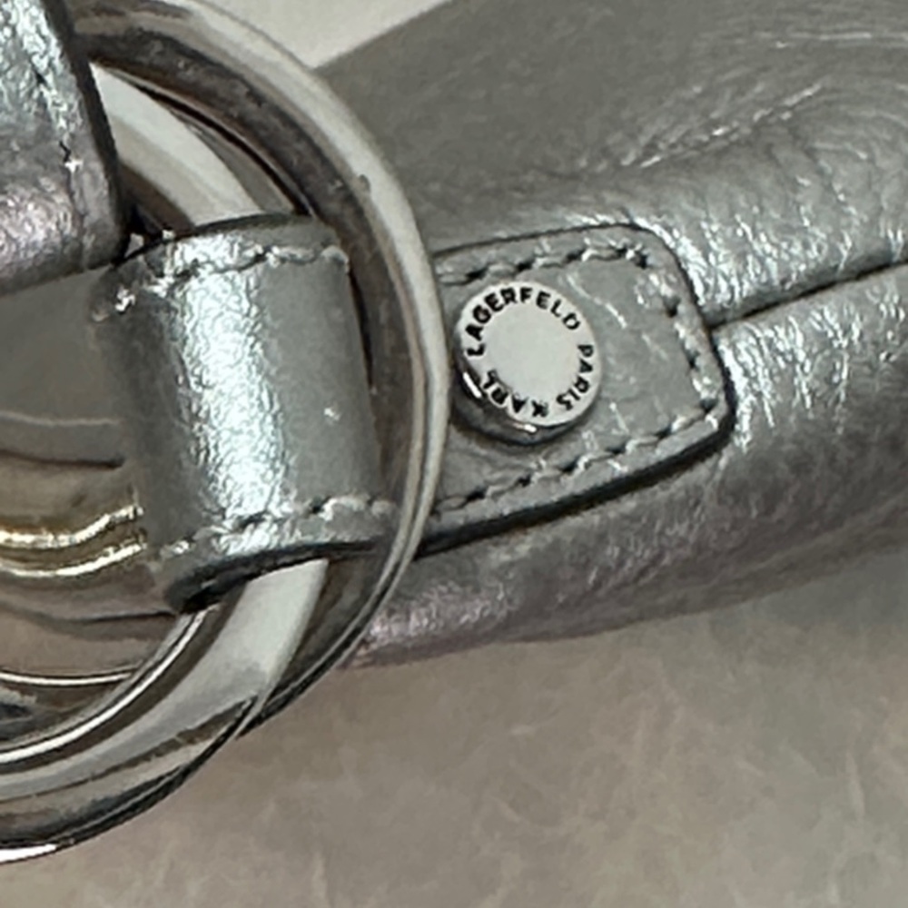 Karl Lagerfeld Metallic Silver Crossbody Bag - Picture 7 of 11